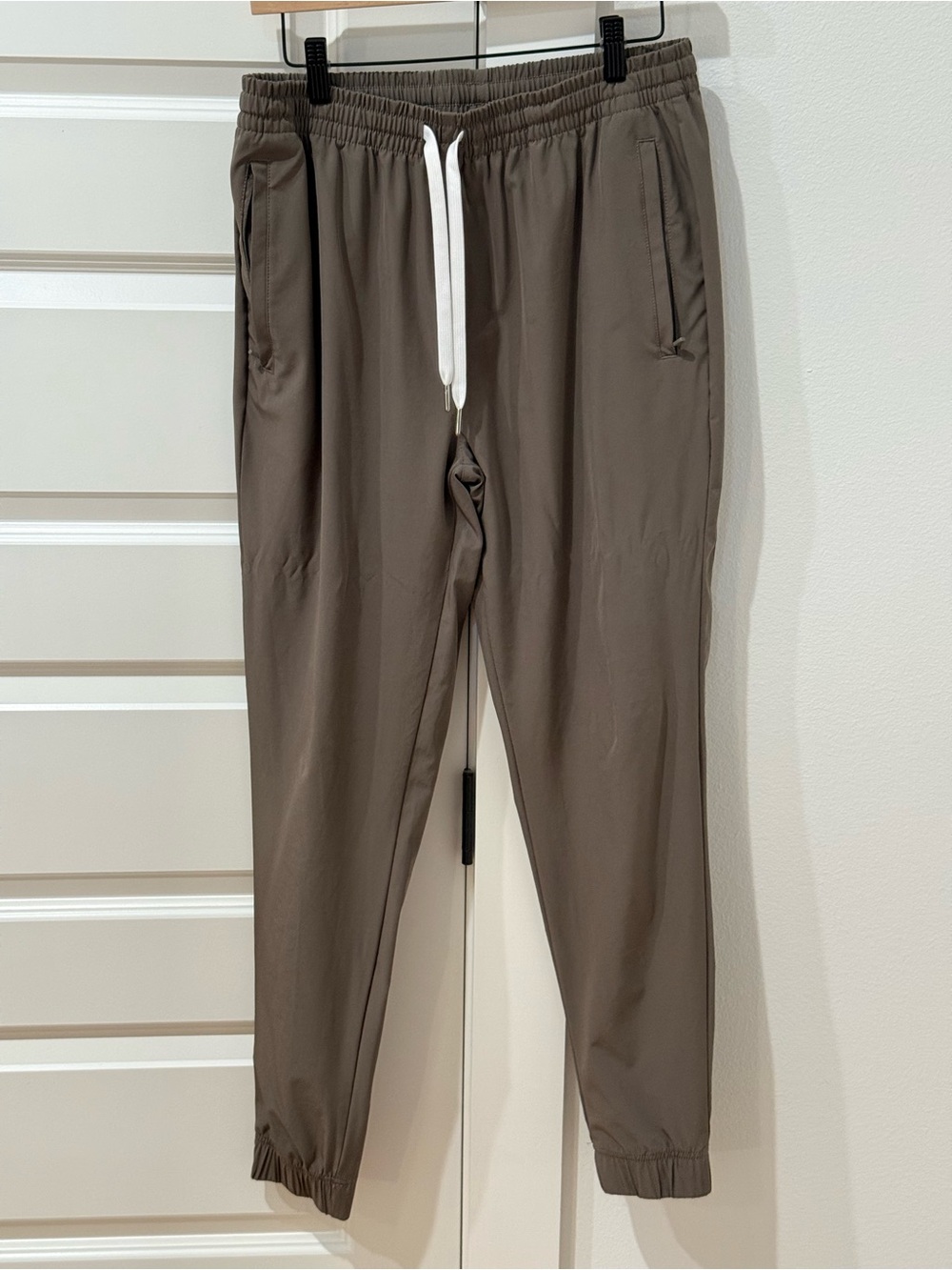 Cove Men's Jogger Pants in Taupe with White Drawstring
